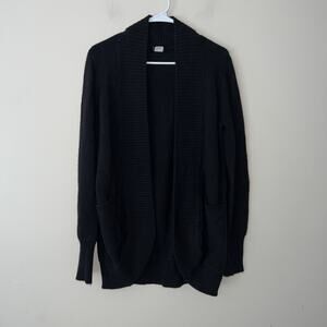 J.Crew Open Front Sweater Cardigan Women's Size Large Black Wool Cashmere Blend
